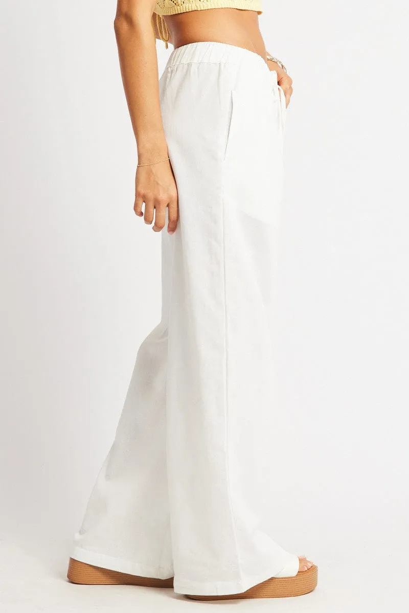 White Wide Leg Pants Elasticated Waist