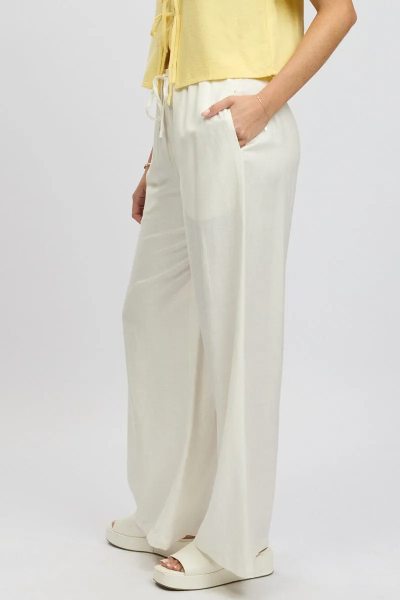 White Wide Leg Pants Elasticated Waist