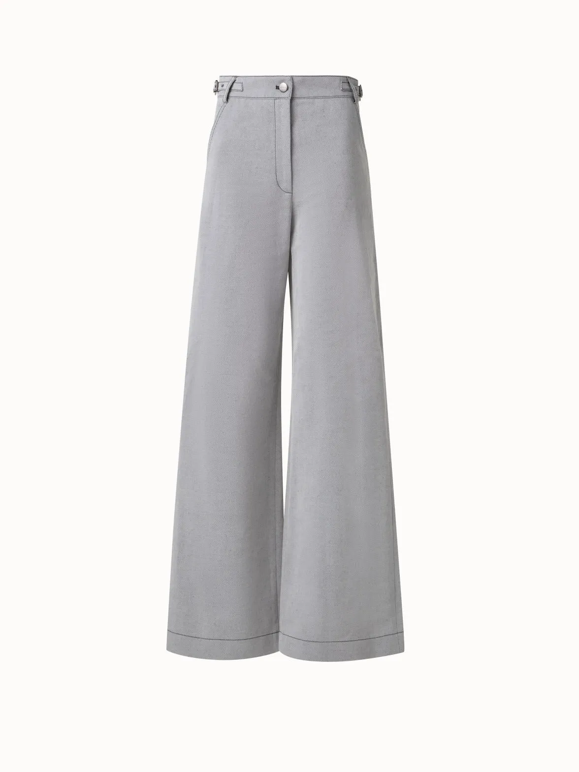 Wide Denim Stretch Pants