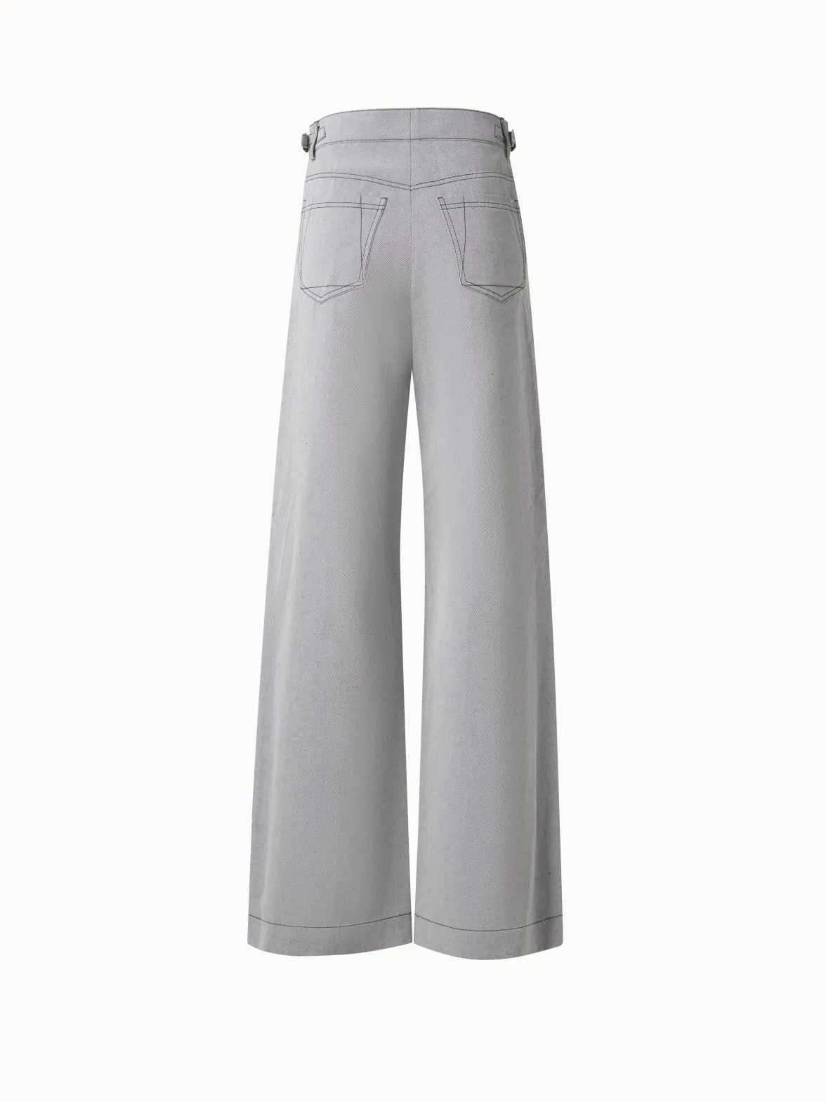 Wide Denim Stretch Pants