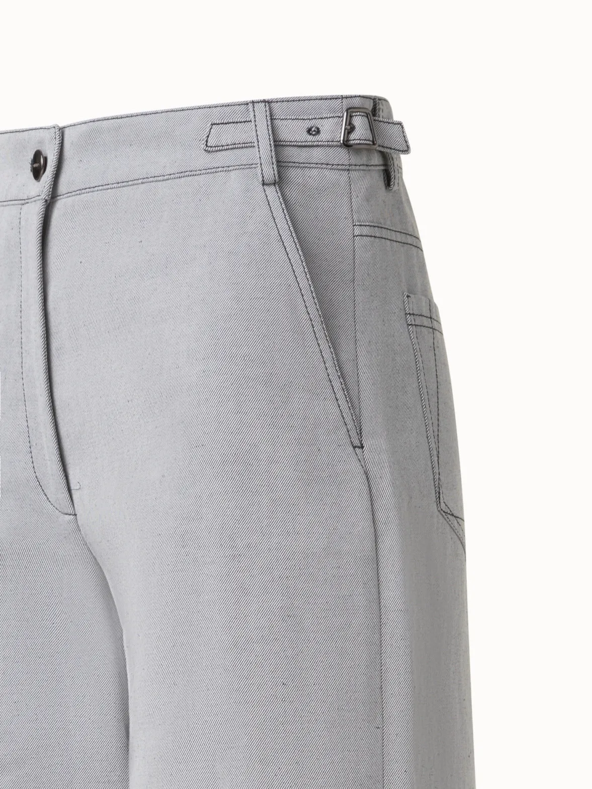 Wide Denim Stretch Pants