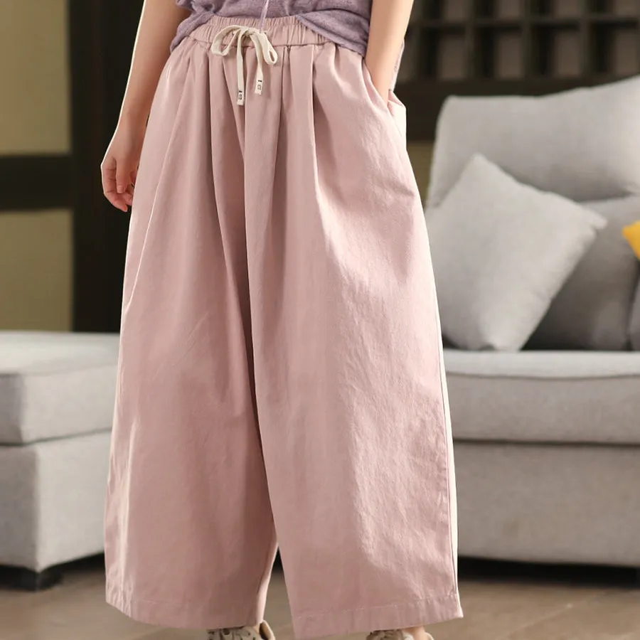 Women Spring Retro Cotton Patchwork Plaid Harem Pants