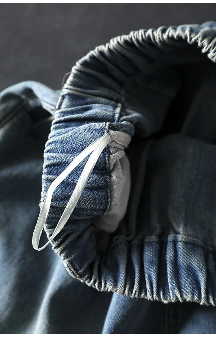 Women Spring Retro Denim Casual Loose Harem Pants