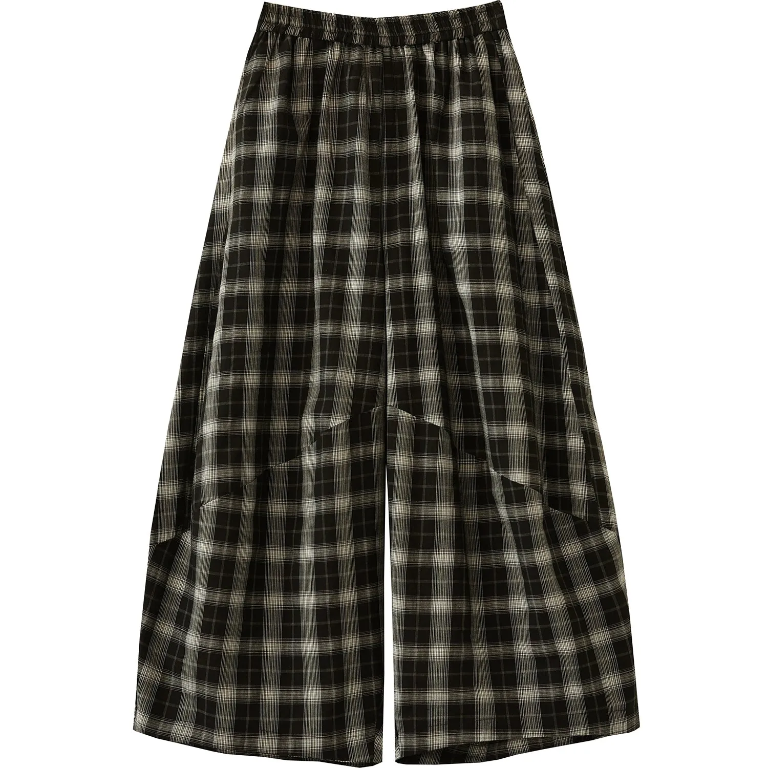 Women Summer Vintage Cotton Plaid Casual Harem Pants