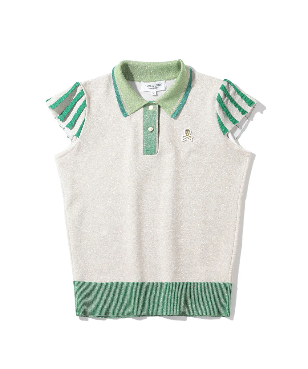 Women's Romance Sparkly Knit Polo Gold