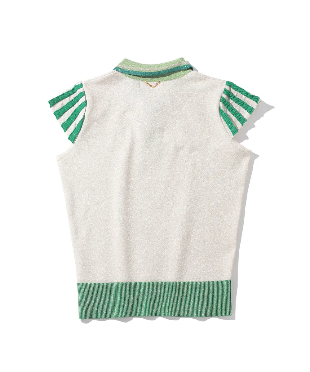 Women's Romance Sparkly Knit Polo Gold