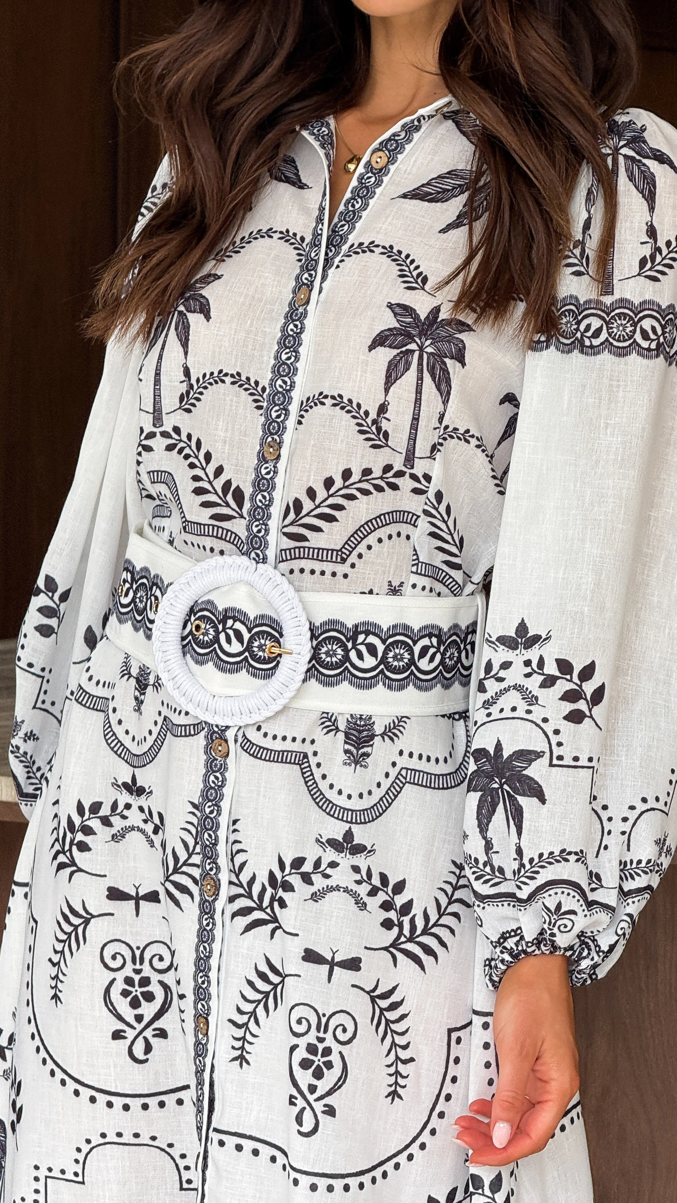 Xander Long Sleeve Maxi Dress - Black/White